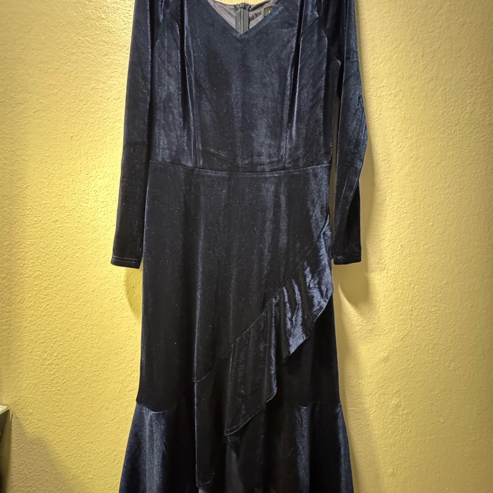 Elegant Navy Velvet Dress